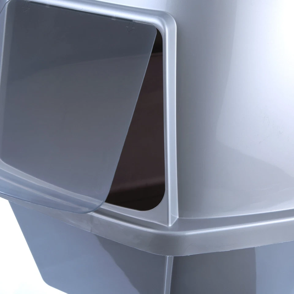 Sartén de arena para gatos cerrada en esquina grande Van Ness Pet Products con puerta de olor y Foto 3 de 4