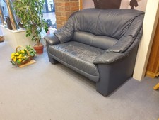 Ledercouch, dunkelblau, 1,35 m breit