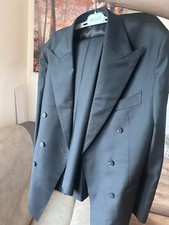 Moss Black 2 Piece Tailored Fit Double-Breasted Half Canvas Suit 42R 32R