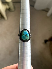 Vintage Navajo Sterling Silver Kingman Turquoise Ring Signed Size 6