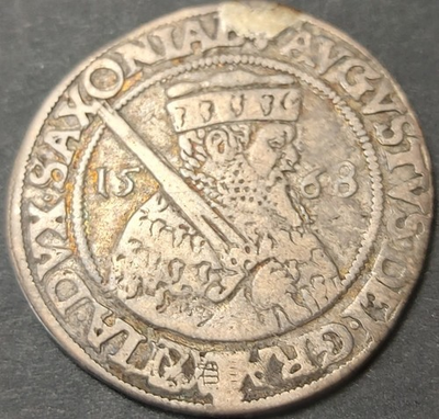 #ad GERMANY STATES ELECTORATE OF SAXONY 1 4 THALER MB#190 VF AUGUST I. 1553 1586 $299.99