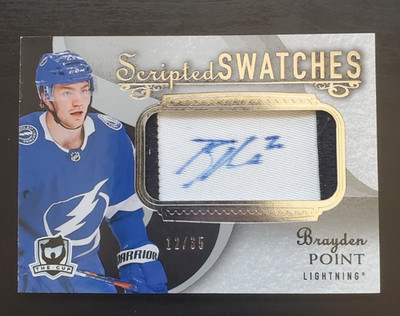 2018-19 UD The Cup Brayden Point Scripted Swatches Patch Auto 12/35 #SW-BP