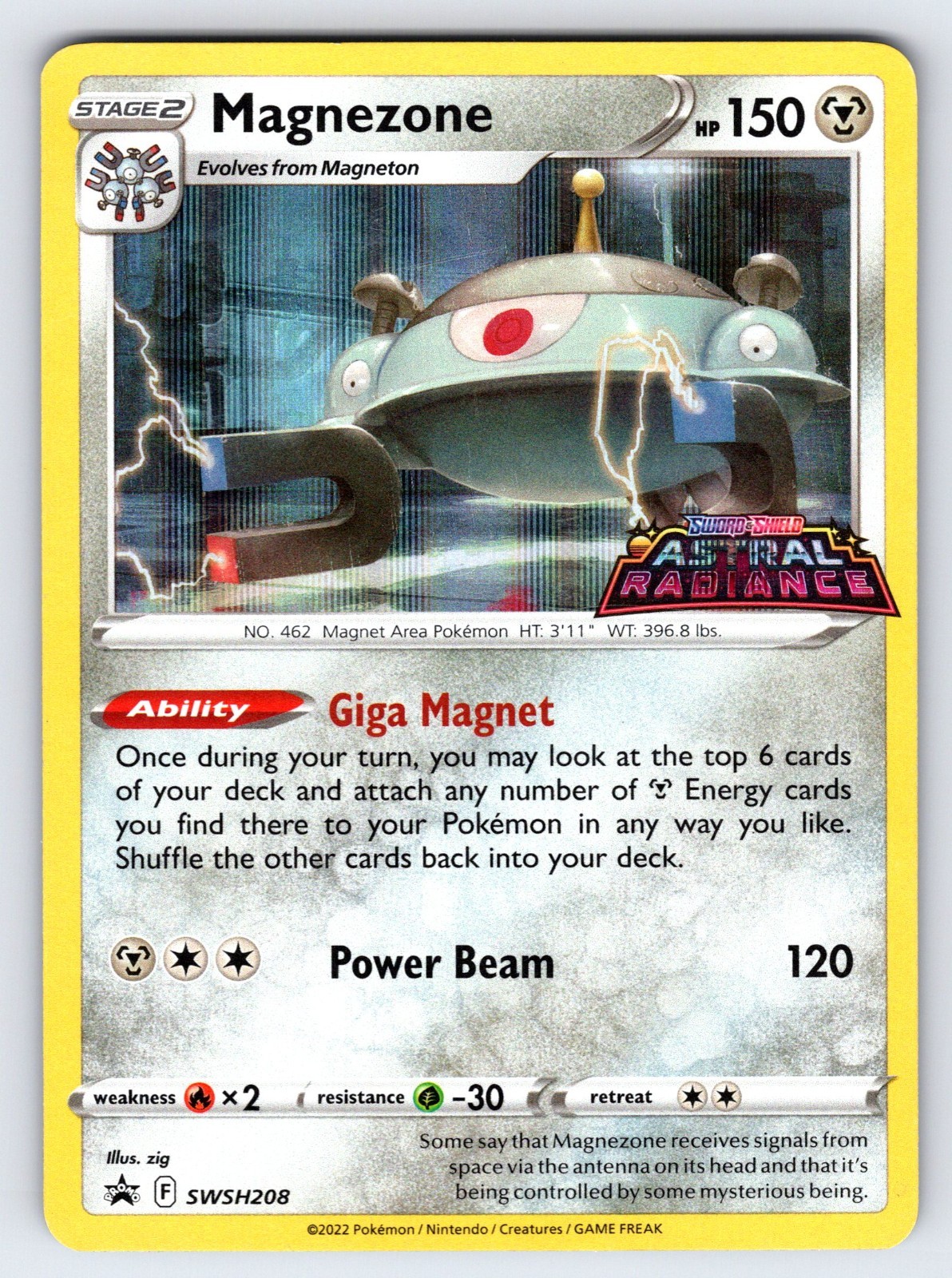 Magnezone SWSH208 Astral Radiance Pokemon Card Prerelease Promo Stamped - Nm/Vlp