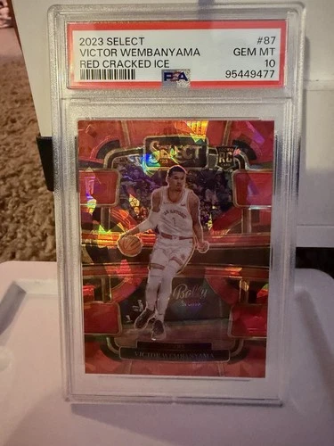 Victor Wembanyama RC PSA 10 2023-24 Panini Select Red Cracked Ice Prizm