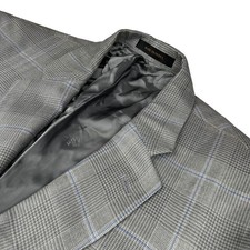 NEW Jos A Bank Reserve Men's Silk/Wool 2-Button Blazer Gray/Blue Plaid   44R