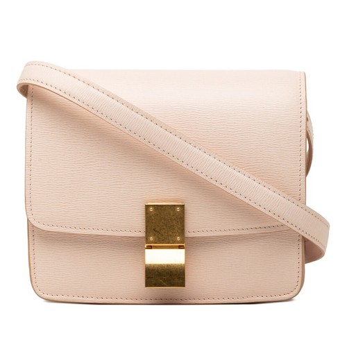 Celine Classic Box Small Crossbody Bag Leather Pink Beige Women's From Japan
