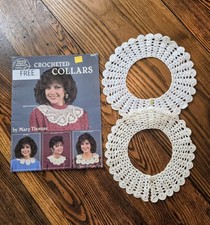 Vintage 1980s CROCHET COLLARS lot MARY THOMAS Book 1047  2 ivory Collars hand