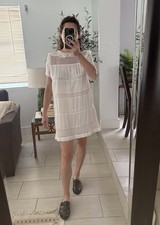 Isabel Marant  toile Short Sleeve Shift Dress with Crochet Insets Size 38/US 6