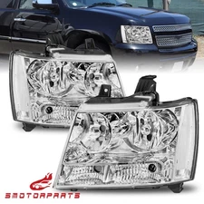 2PCS Chrome Headlights For 2007-2013 Chevy Suburban 1500 2500 Tahoe Avalanche