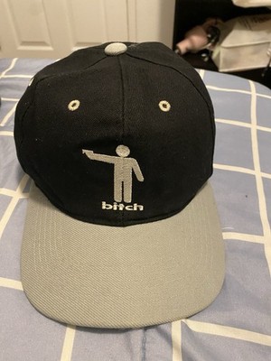 Vintage 90s Bitch Skateboards Snapback Hat Black Grey Green Underbrim OG
