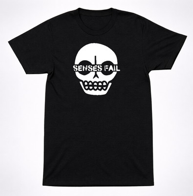 Senses Fail Skull Logo Black T-Shirt Emo Post Hardcore Band Graphic Tee