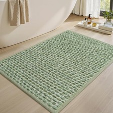 Unique Woven Bath Mat, Super Absorbent Non Slip Bath Mat, 20" x 32", Sage