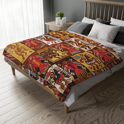 Bird & Fish Chimu 1200 AD Peru | Fleece Throw Blanket | Both Sides Printed 