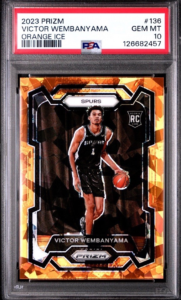 2023-24 Panini Prizm - Victor Wembanyama #136 Orange Ice Prizm (RC) PSA 10 B3