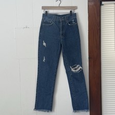 Carmar Distressed Straight Leg Blue Jeans Button fly Size 25
