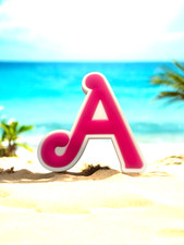 Initial Letter 'A'  Bogg Bag charm Pink/White tote bag charm New 4 in length