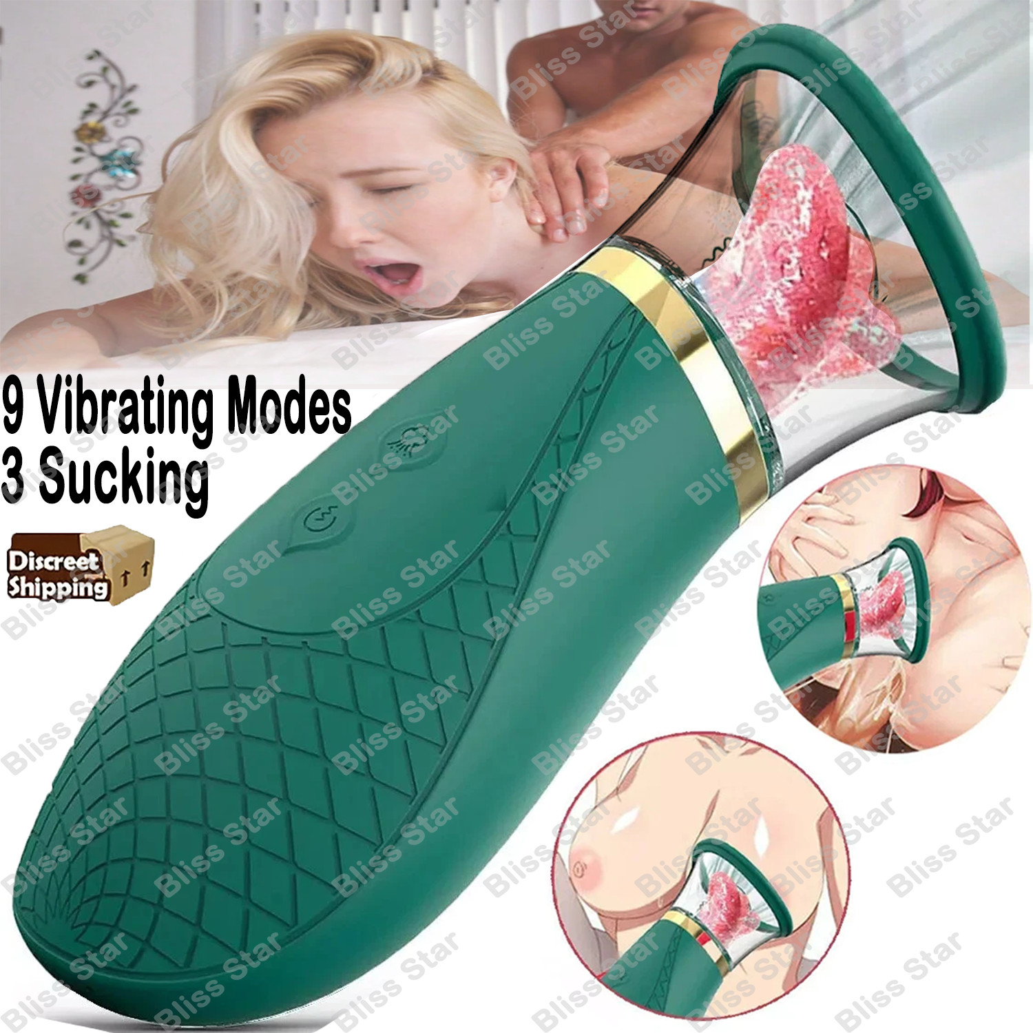 Sucking Vibrator Oral Nipple Clit Licking Tongue G-Spot Dildo Sex Toys For Women