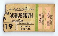 Aerosmith Concert Ticket Stub June 19 1976 Jackson Mississippi