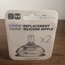 Como Tomo Replacement x2 Silicone Nipples Medium Flow 2-holes Brand New Sealed
