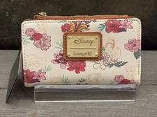 Disney Princess Loungefly Floral Zip Wallet Belle Ariel Rapunzel NWT