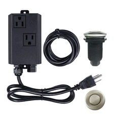 Dual Outlet Garbage Disposal Air Switch Kit Sink Top Brushed Nickel Button