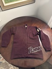 Vtg 50s Champion Knitwear Rochester Cardigan Distressed Made In USA Sz 42 Romeo