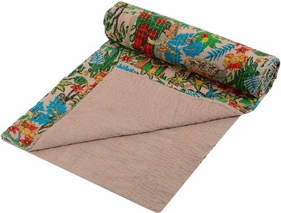 Indische Handarbeit Quilt Vintage Kantha Tagesdecke Überwurf Baumwolle...