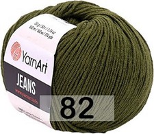 Jeans Sport Yarn by YarnArt 55 Cotton 3 Skeins Green 150 gr total