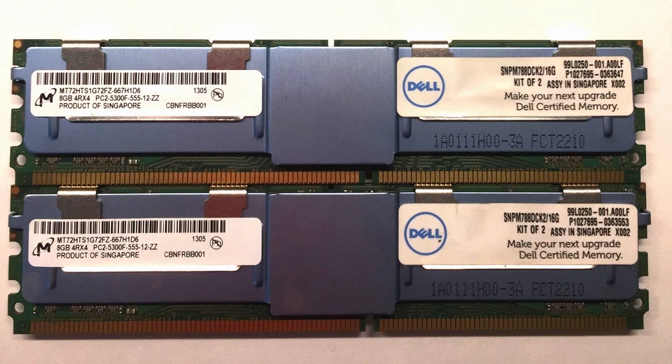2 8GB (16GB total) Dell DDR2 ECC RAM/Memory (*UNTESTED*), 667MHz PC2-5300F - Image 4 of 4