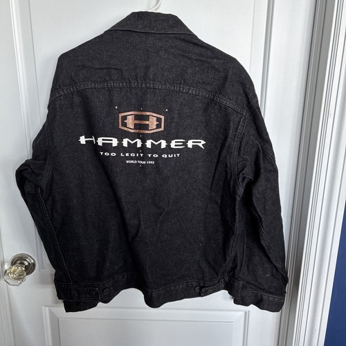 MC Hammer Too Legit To Quit World Tour 1992 Men’s Black Jacket Logo Solid - Picture 3 of 3