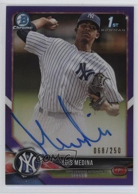2018 Bowman Chrome Prospect Purple Refractor /250 Luis Medina #BCPA-LM Auto q3o