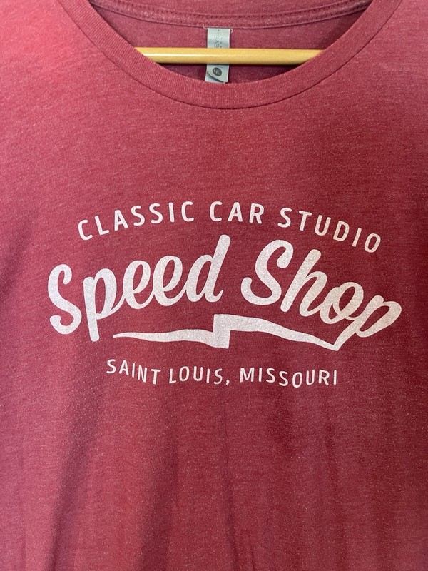 Men’s Sz 3XL Tshirt Classic Car Studio Speed Shop NWOT Heather Maroon