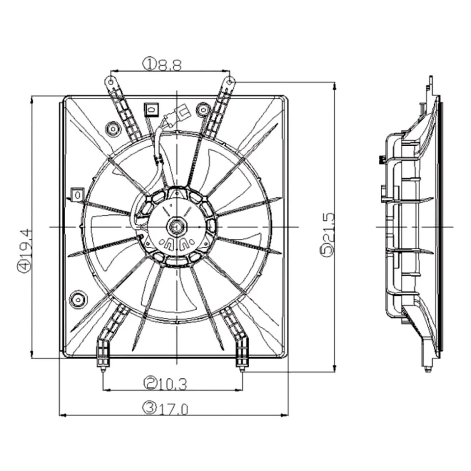 For Honda Pilot 2003-2008 TYC Engine Cooling Fan Foto 4 de 4