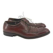 Salvatore Ferragamo Men Brown Leather Apron Toe Derby Dress Shoes 10.5 D Lace Up