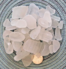 California Sea Beach Glass Surf Tumbled Frosted White 1/2 Lb Sm/Md 5 6 Pc
