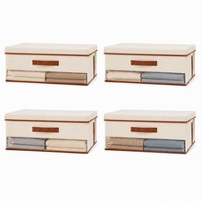 4 Pack Fabric Storage Bins with Lids, 26L Each, Clear Window Foldable Closet ...