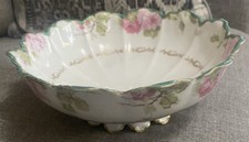 Antique Theodore Haviland Limoges French Porcelain Rose Scallop 10  Bowl