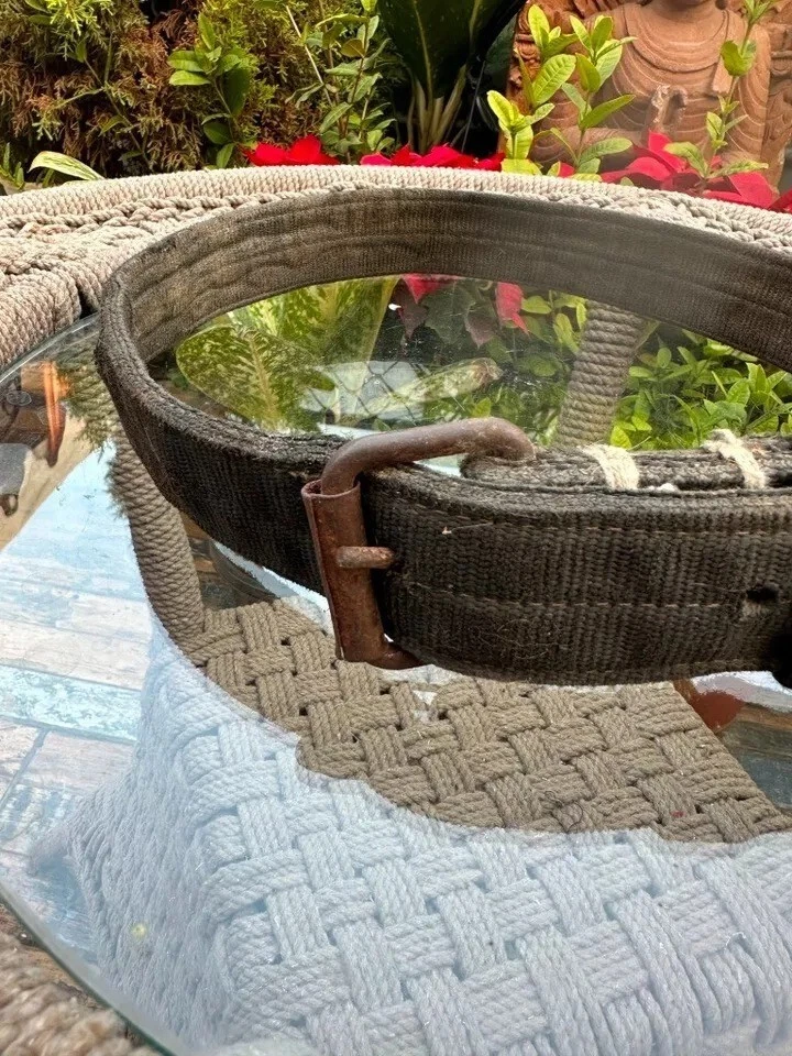 Antique Old Fabric Iron Buckle Belt Strap Adjustable Collar For Heavy Dogs/Puppy - Imagem 2 de 4