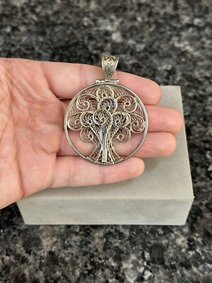 Designer Sajen Sterling Silver Filigree Tree of Life Pendant - Main Image