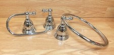 Heavy Duty Chrome Bathroom / Vanity 3 Piece Towel Ring, Hook, Loop  Hardware