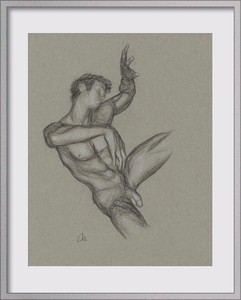 ORIGINAL-NUDE-MALE-PORTRAIT-FIGURE-8x10-MIXED-MEDIA-PASTEL-INK-DRAWING