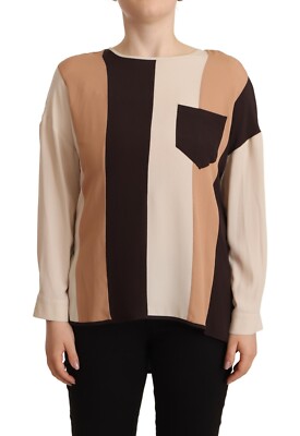 BEATRICE B. Blouse Multicolor Stripes Long Sleeves Silk IT42/US8/M 400usd