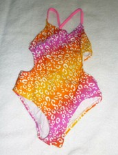 New, Op 1-Piece Girls Swim Suit Colorful Kids Beachwear, Size 6