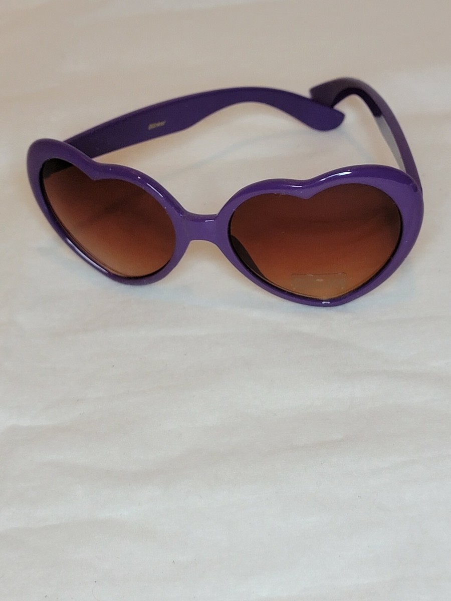 Fashion Purple Heart Shaped Sunglasses Kids and Adults