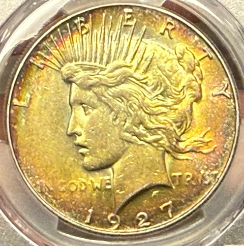 1927 S $1 SILVER PEACE DOLLAR PCGS AU 50 SUPER TONER
