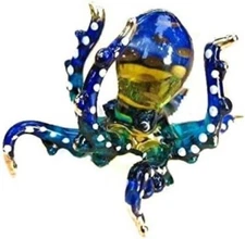ThaiHonest Exquisite Hand Blown Glass Color Painted Sea Octopus Sculpture #1