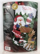 Bucilla Christmas Stocking Kit Felt Applique Holiday NORTH POLE 85177 Size 18"