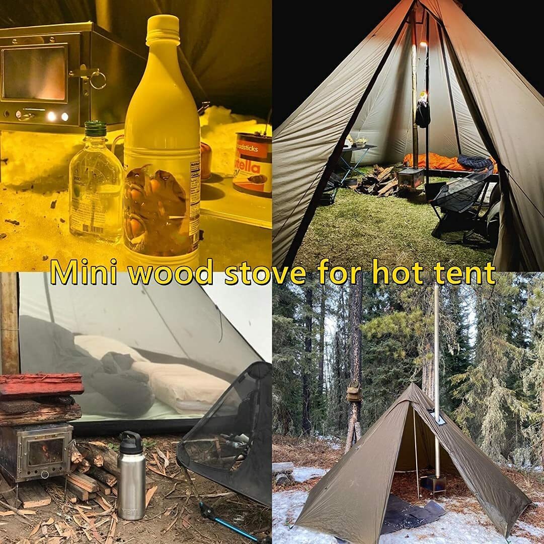 OUTDOOR Ultralight Titanium Tent Camping Portable Wood Stove with 2/2.5/3M  Pipe | eBay