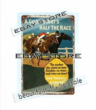 UN BUEN COMIENZO ES LA MITAD DE LA CARRERA CARRERAS DE CABALLOS letrero equino de hojalata muebles para el hogar