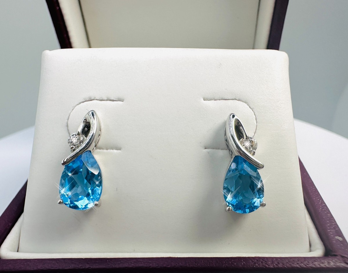 Helzberg Sterling Silver 925 tcw Blue White Topaz Ornate